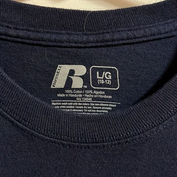 WVU Russell size youth large (10/12) blue long sleeved shirt. - Picture 2 of 3